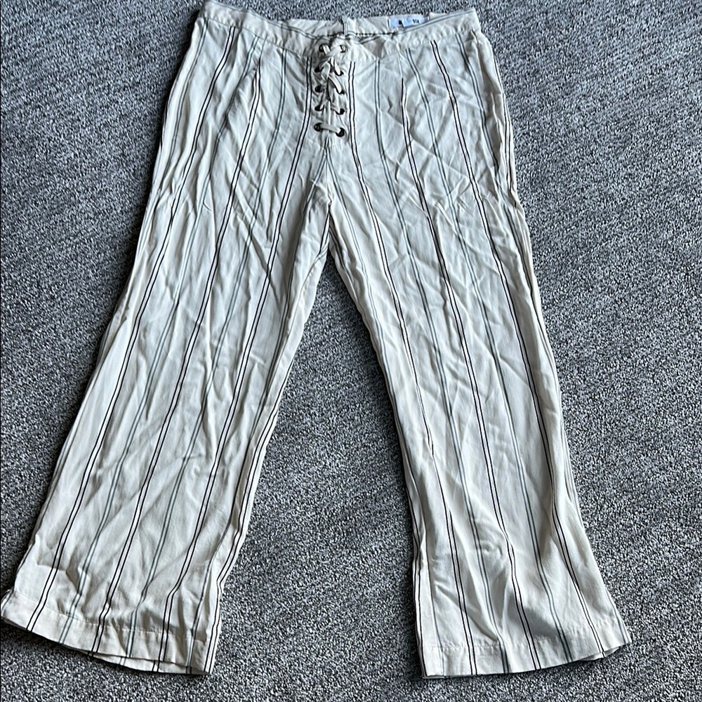 Striped Cream wide leg Pants